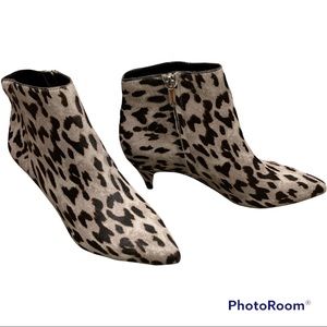 NEW leopard haircalf bootie Sam Edelman Kinzey grey brown 8